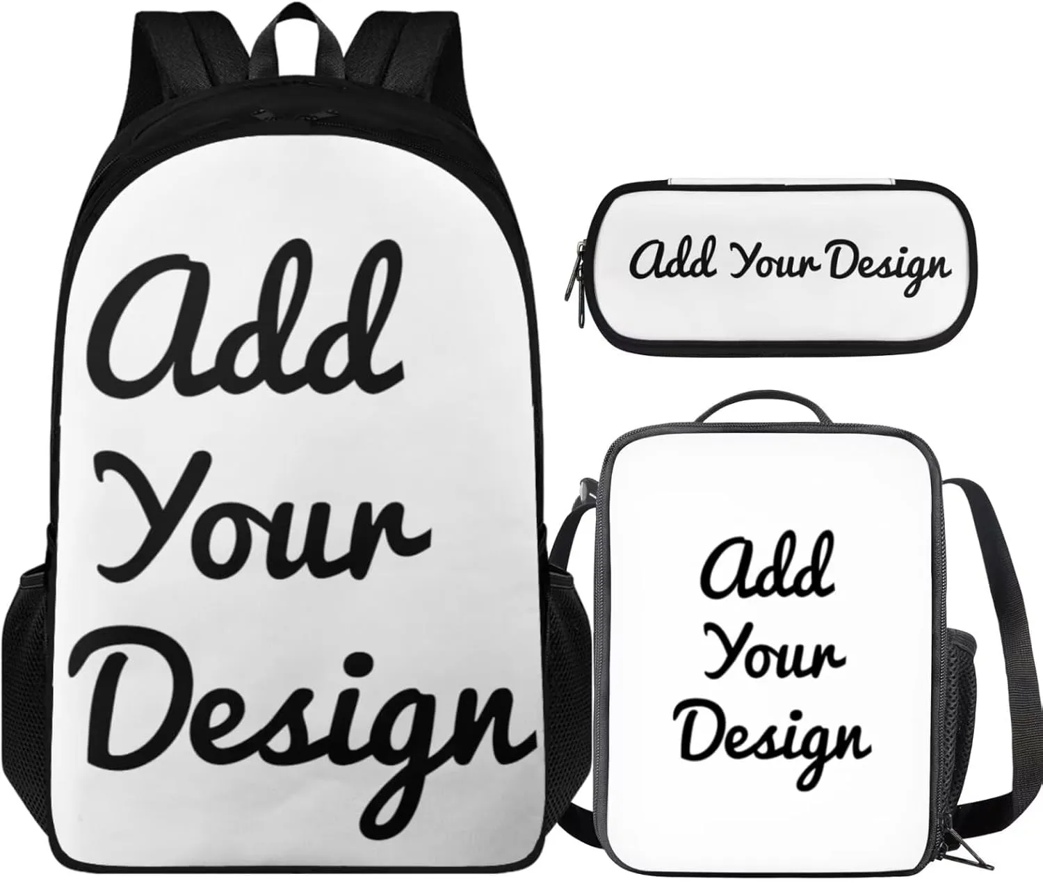 Custom Backpack with Lunchbox Lightweight 3 Pcs Girls Personalized Bookbags Ages 9-12 Cartoon Book Bag and Lunch Box for Girls Travel Rucksack 6th Grade School Bag