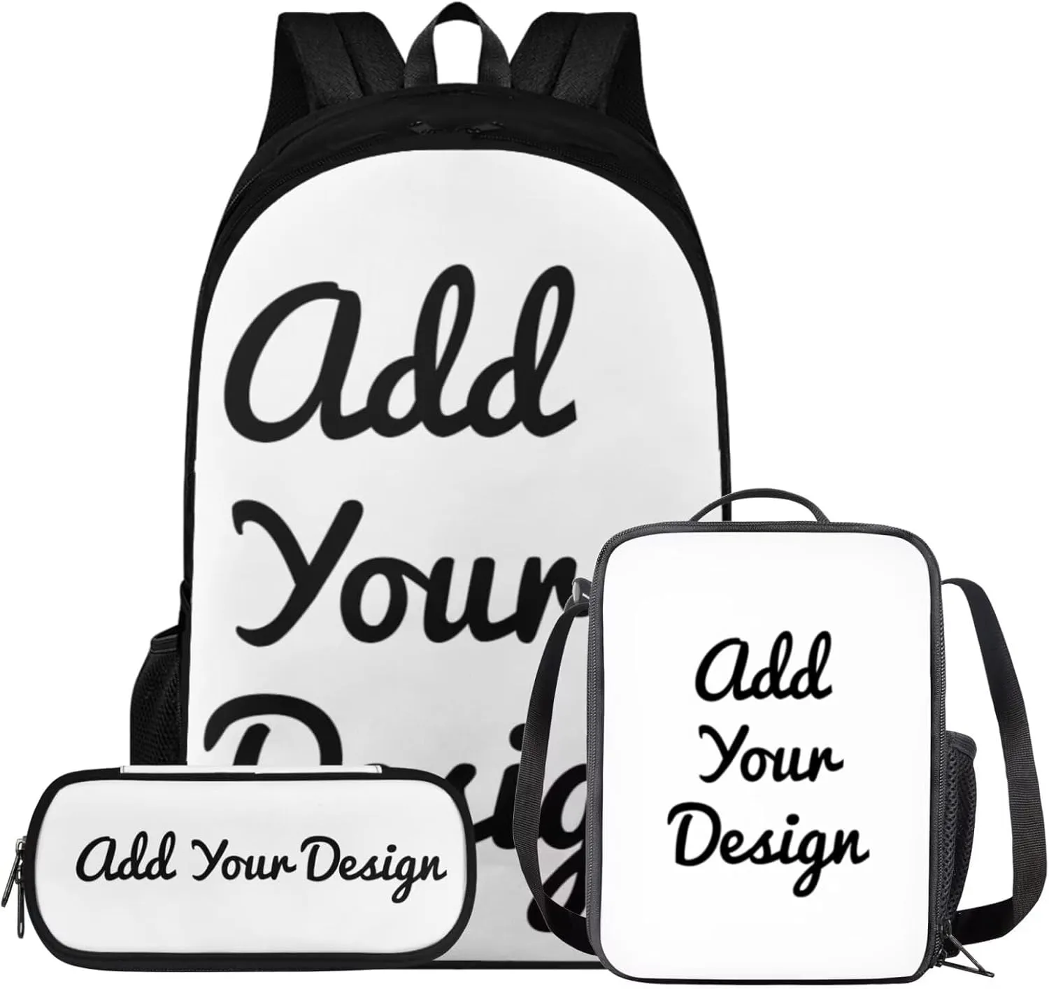 Custom Backpack with Lunchbox Lightweight 3 Pcs Girls Personalized Bookbags Ages 9-12 Cartoon Book Bag and Lunch Box for Girls Travel Rucksack 6th Grade School Bag