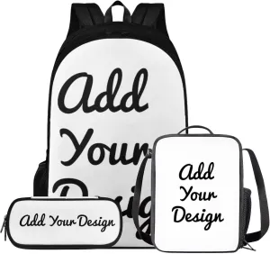 Custom Backpack with Lunchbox Lightweight 3 Pcs Girls Personalized Bookbags Ages 9-12 Cartoon Book Bag and Lunch Box for Girls Travel Rucksack 6th Grade School Bag