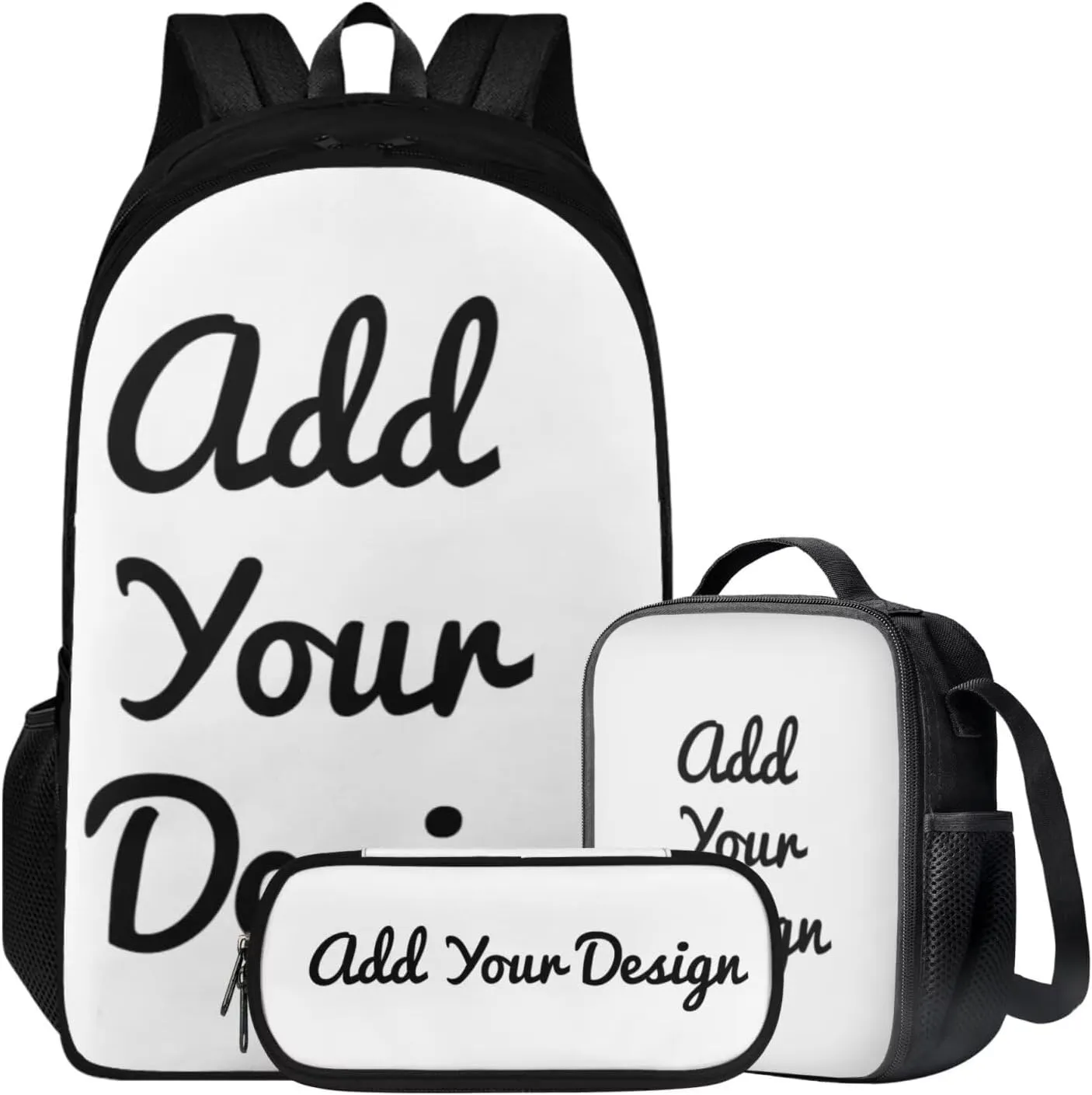Custom Backpack with Lunchbox Lightweight 3 Pcs Girls Personalized Bookbags Ages 9-12 Cartoon Book Bag and Lunch Box for Girls Travel Rucksack 6th Grade School Bag
