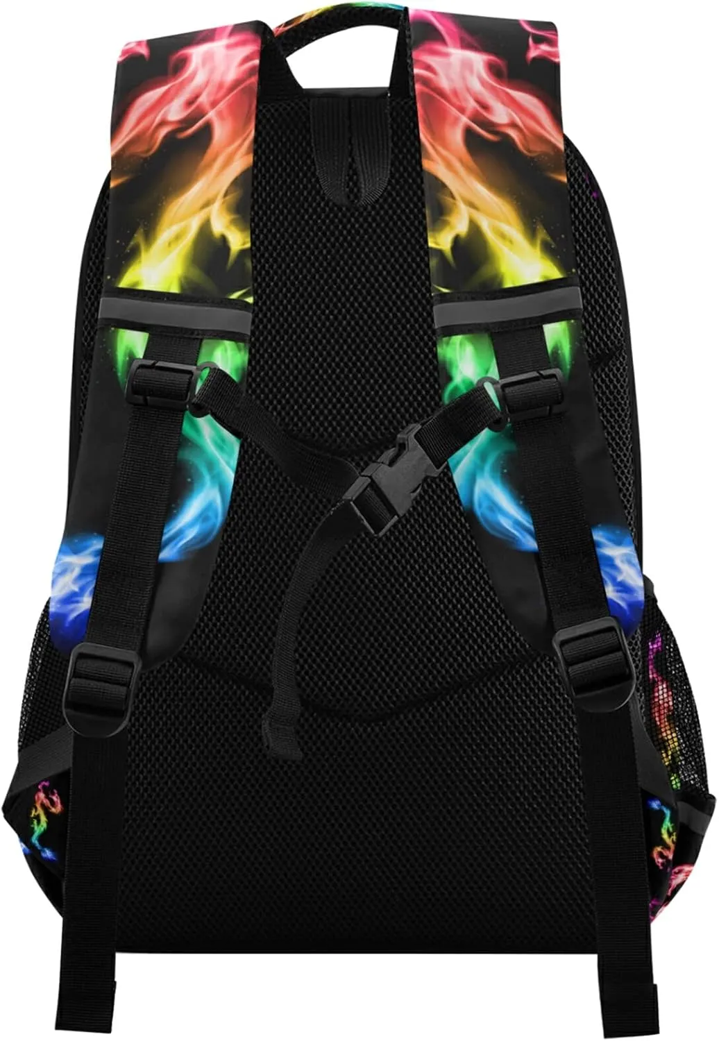 Custom Fire Rainbow Dragon Backpack Personalized Name Schoolbag for Boys Girls Elementary School Bookbag Daypack Rucksack