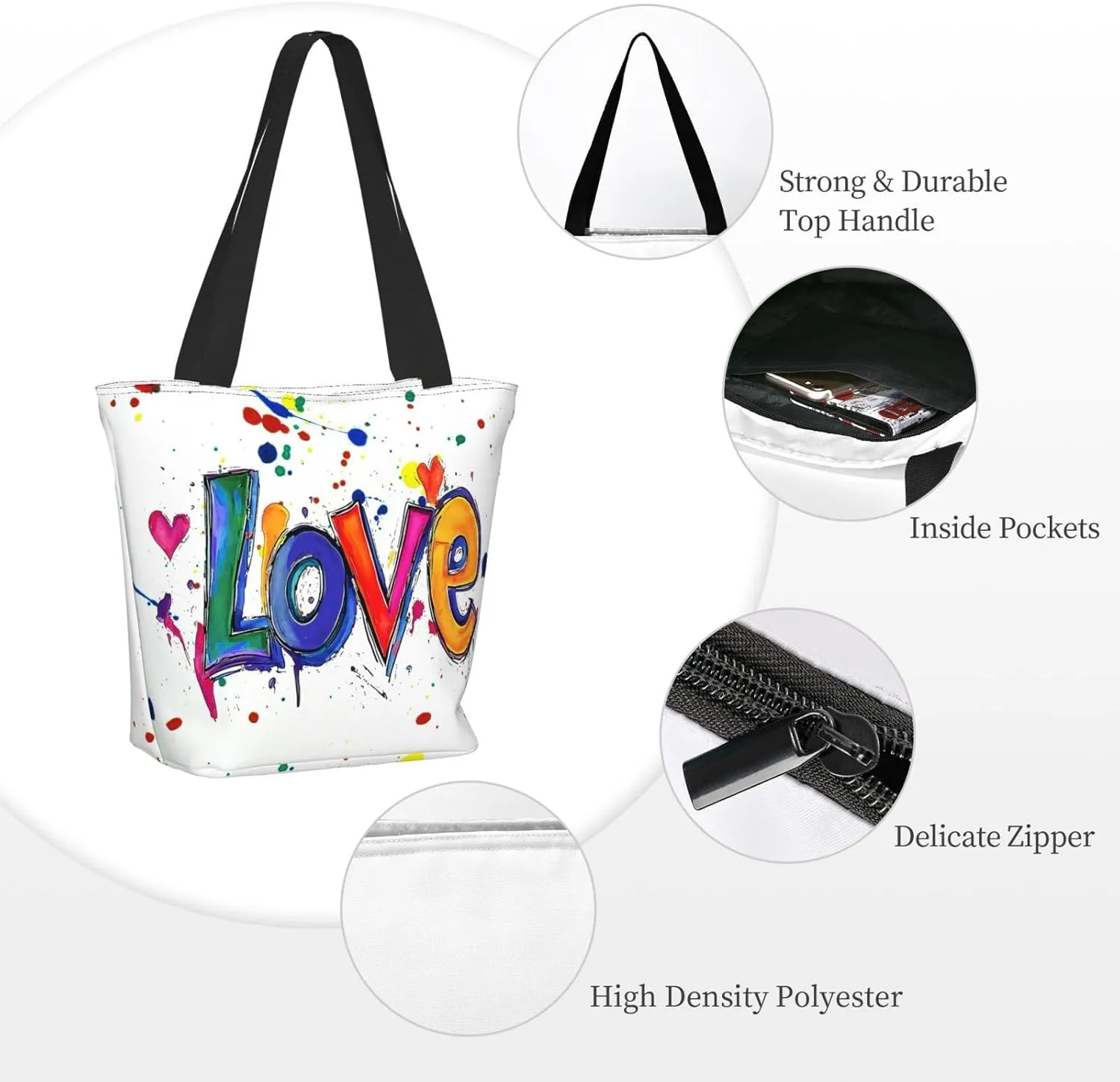 Cute Beach Travel Totes Bag Zippered Tote For Women，Women'S Shoulder Bag，Reusable Foldable Waterproof Handbag
