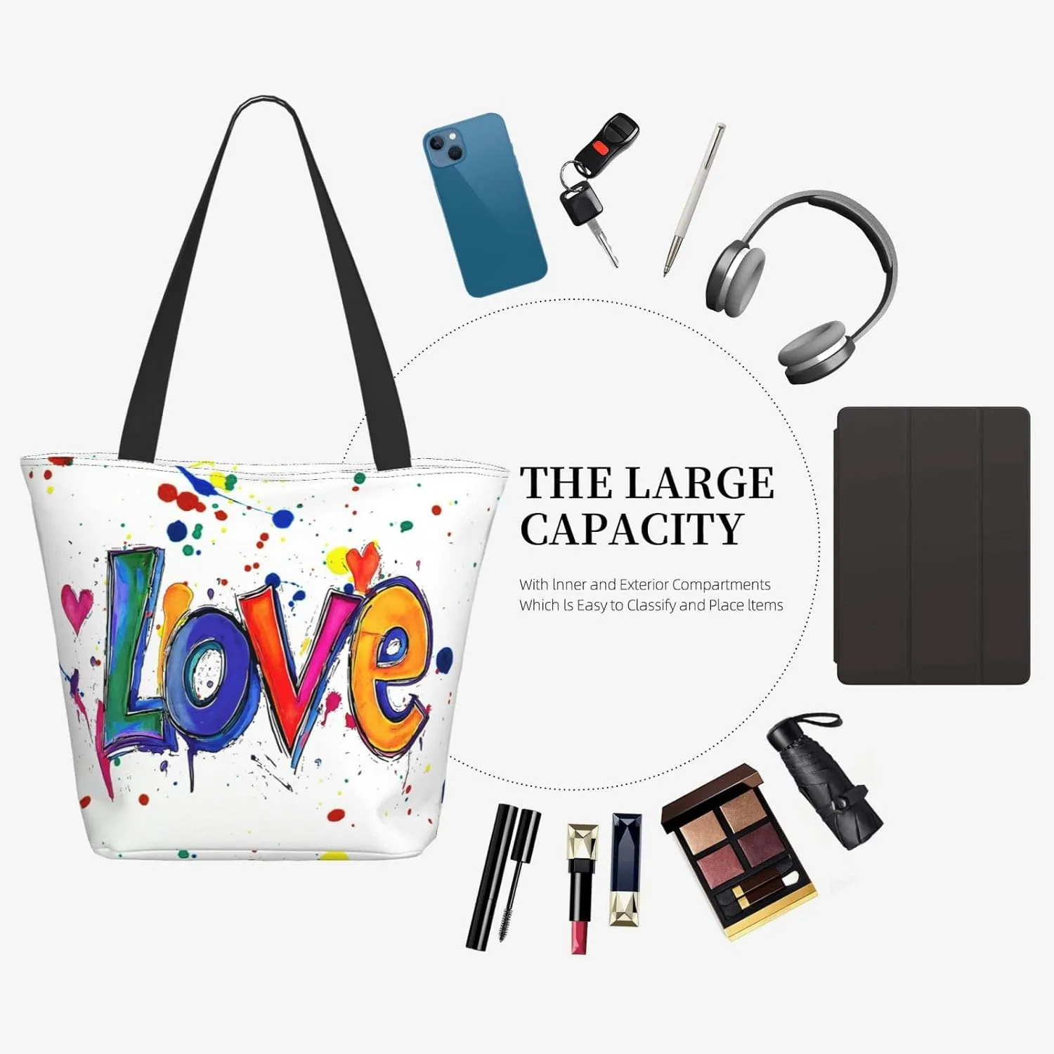 Cute Beach Travel Totes Bag Zippered Tote For Women，Women'S Shoulder Bag，Reusable Foldable Waterproof Handbag