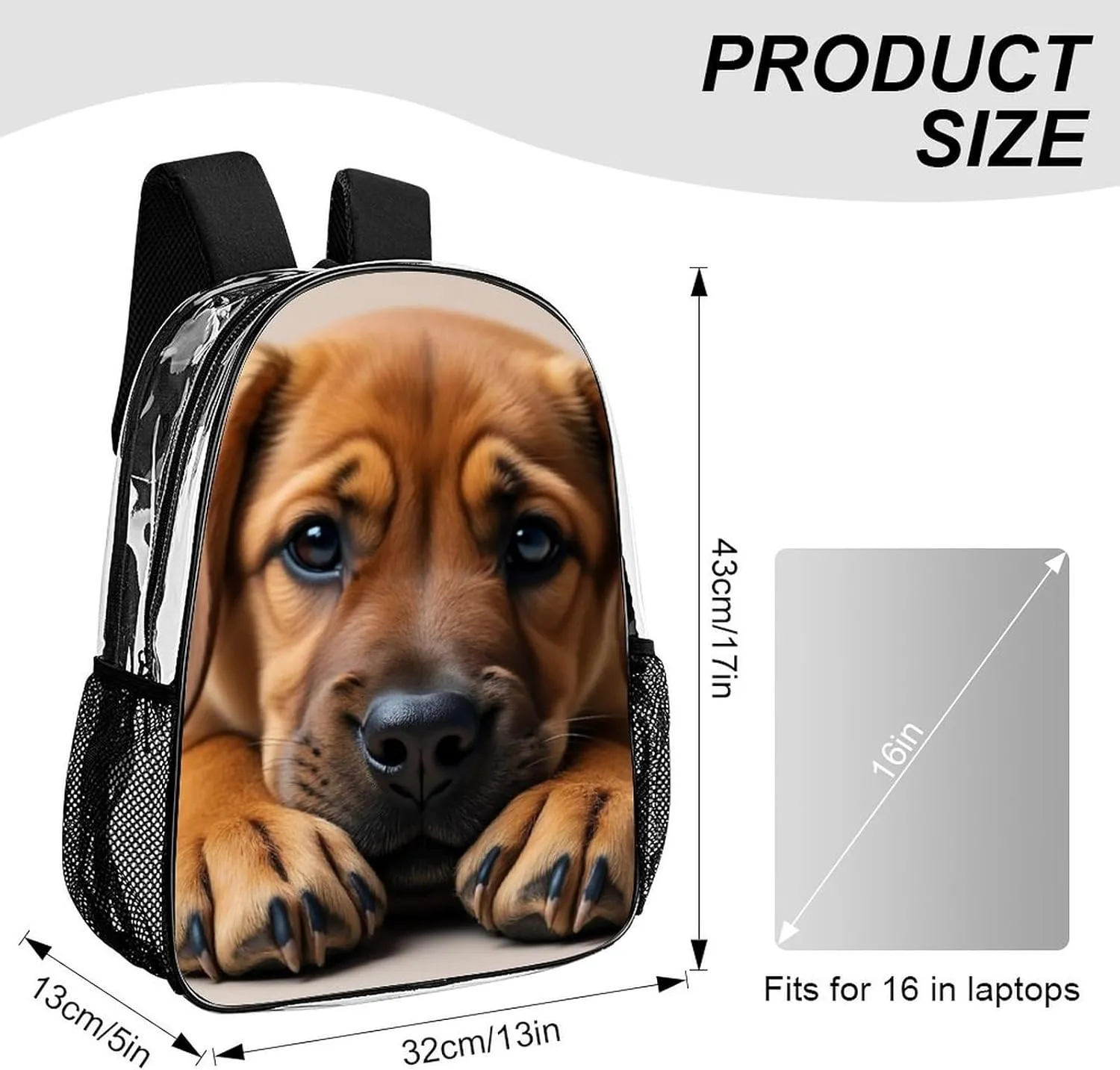 Cute Bloodhound Dog Rucksack Transparent Anti-Theft Multipurpose Carry On Bag Large Capacity Travel and Sport Backpack Rucksack With Smooth Zippers
