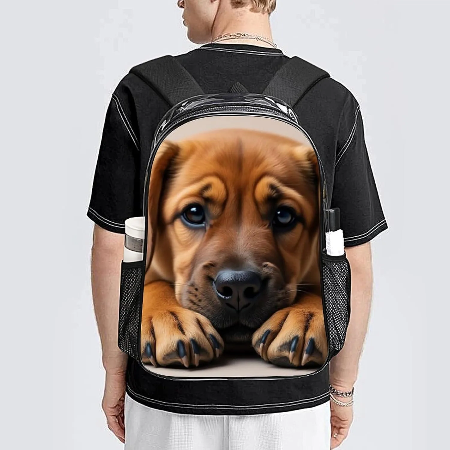 Cute Bloodhound Dog Rucksack Transparent Anti-Theft Multipurpose Carry On Bag Large Capacity Travel and Sport Backpack Rucksack With Smooth Zippers
