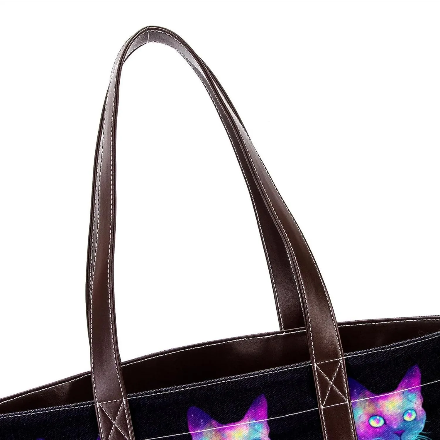 Cute Cat in Space-22 Tote Bags Durable Leather Canvas Purses and Handbags for Women Top Handle Shoulder Satchel Hobo Bags