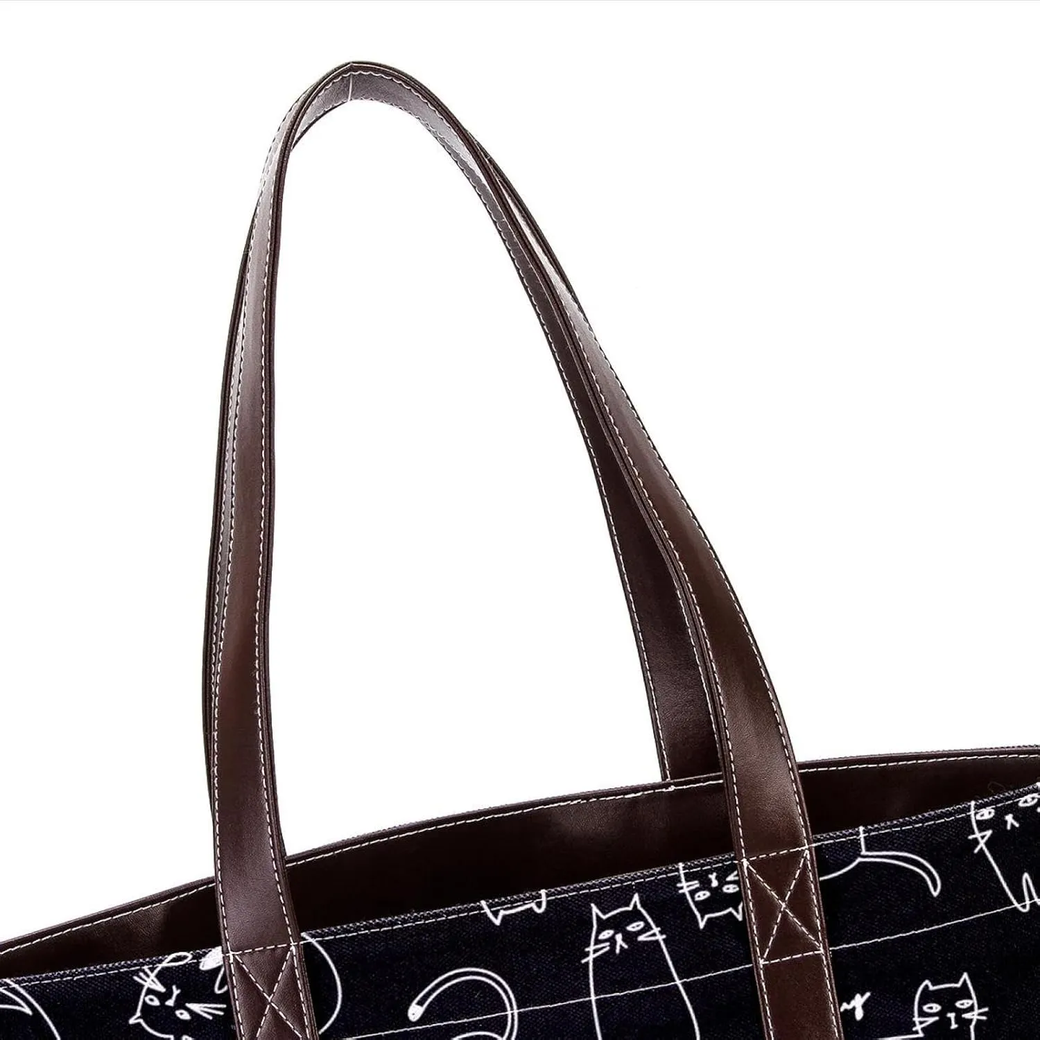 Cute Cat in Space-22 Tote Bags Durable Leather Canvas Purses and Handbags for Women Top Handle Shoulder Satchel Hobo Bags