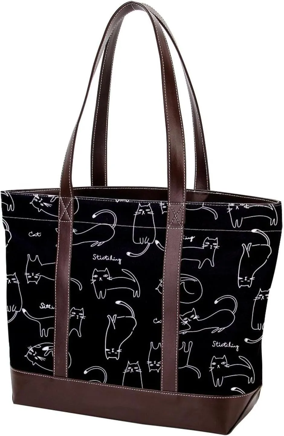 Cute Cat in Space-22 Tote Bags Durable Leather Canvas Purses and Handbags for Women Top Handle Shoulder Satchel Hobo Bags