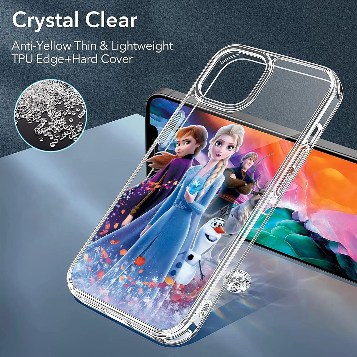 Cute Design Compatible with iPhone 13 Case, Shockproof Protective Cover Made with Hard PC Back TPU Clear Case(Cute-Frozen-Magic-4)
