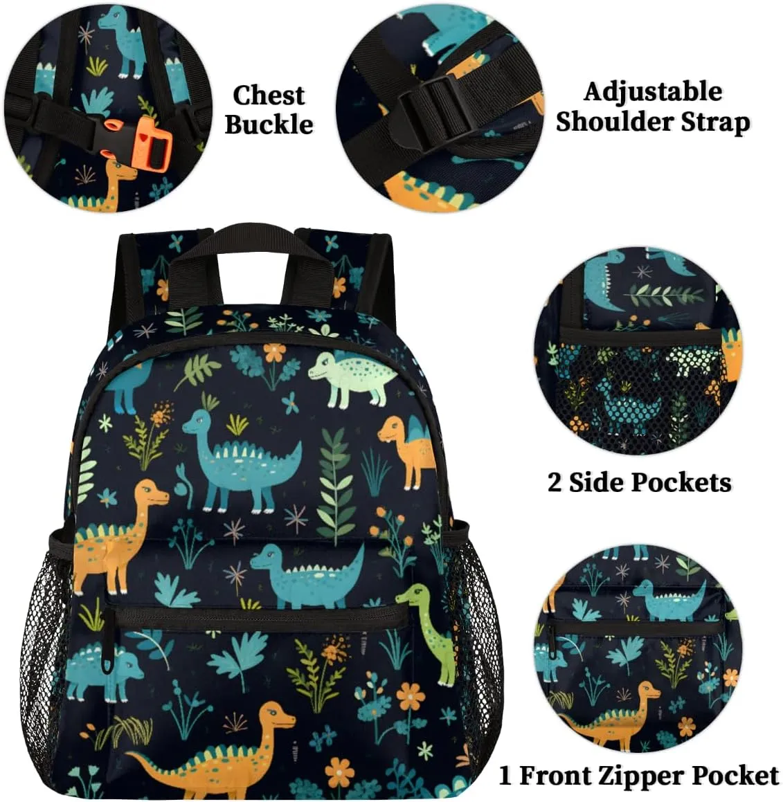 Cute Dinosaur School Backpacks for Girls Teens, Kindergarten Elementary Kids Toddler Bookbag Mochilas Escolares Para Niñas 12in Mini Preschool Cute Animals Travel Backpack