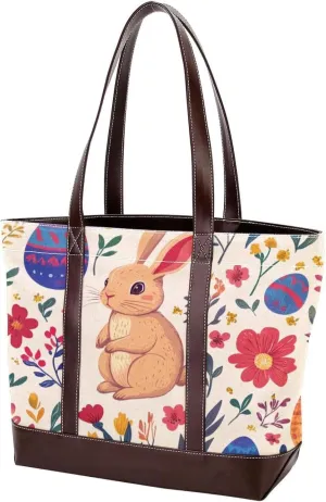 Cute Easter Bunny-1 Tote Bags Durable Leather Canvas Purses and Handbags for Women Top Handle Shoulder Satchel Hobo Bags
