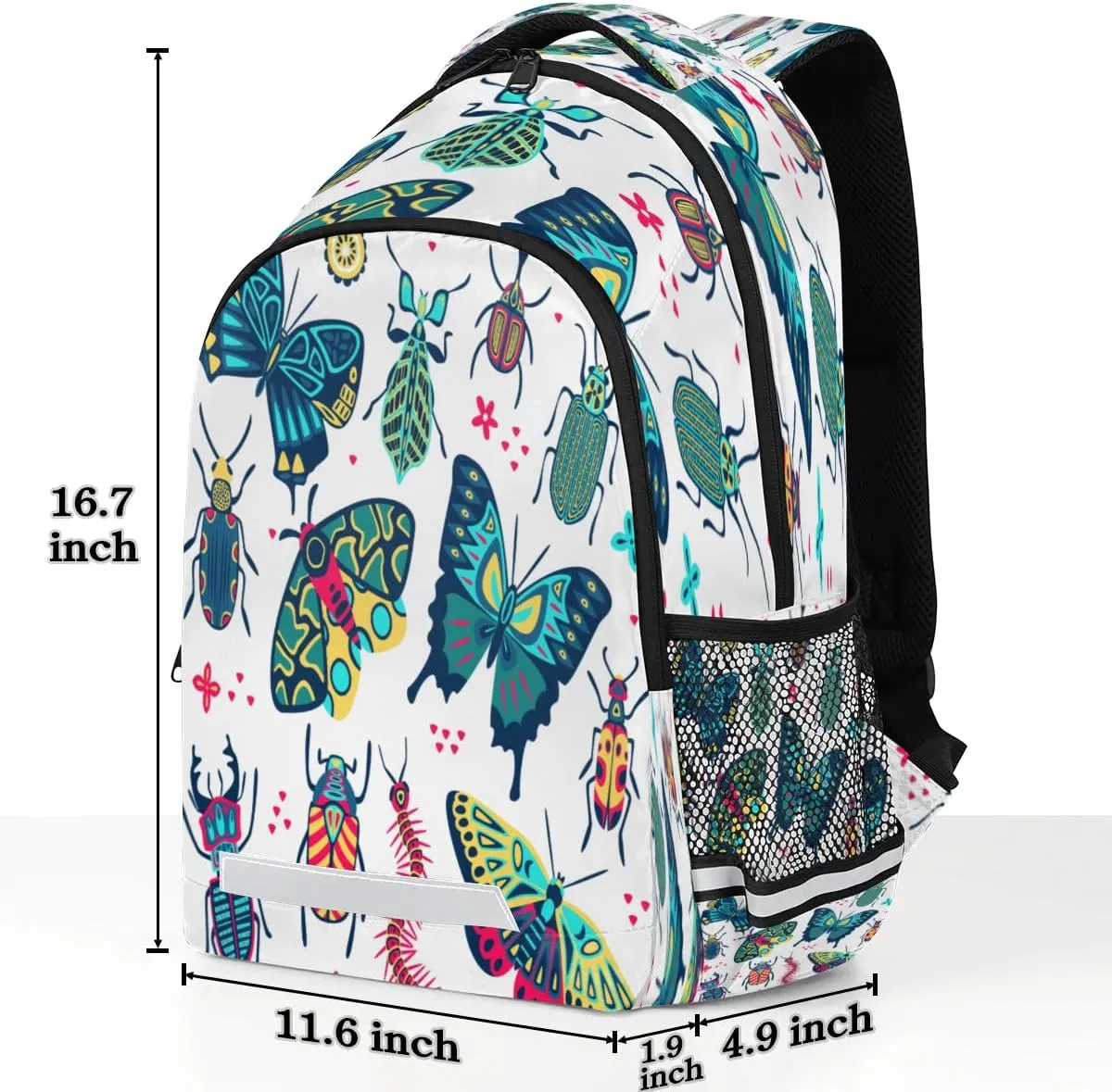 Cute Insect Specimens Laptop Backpack Lightweight College Backpack with Reflective Strip for Men Women Adult Casual Travel Hiking Gym Work Daypack