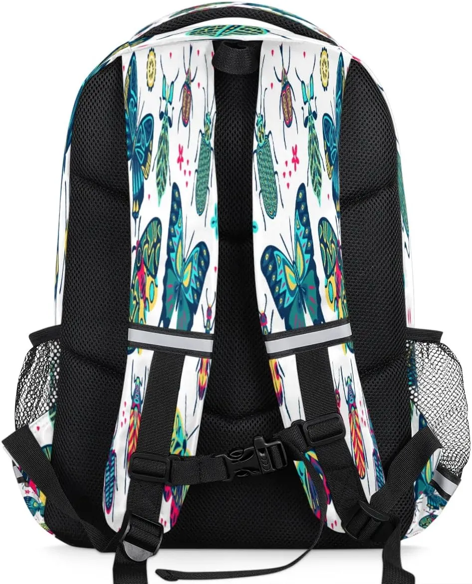 Cute Insect Specimens Laptop Backpack Lightweight College Backpack with Reflective Strip for Men Women Adult Casual Travel Hiking Gym Work Daypack