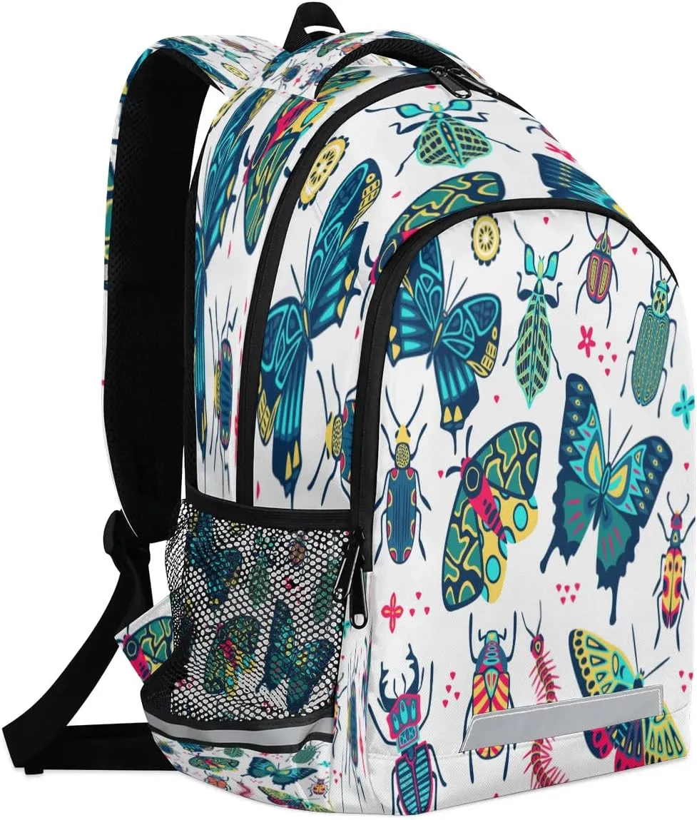 Cute Insect Specimens Laptop Backpack Lightweight College Backpack with Reflective Strip for Men Women Adult Casual Travel Hiking Gym Work Daypack