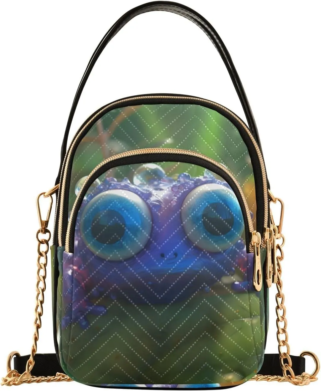 Cute Monster Sling Bag for Women, Small Shoulder Bag Crossbody Bag Purse with Chain Strap Top handle 5.91×3.15×8.27 Inches