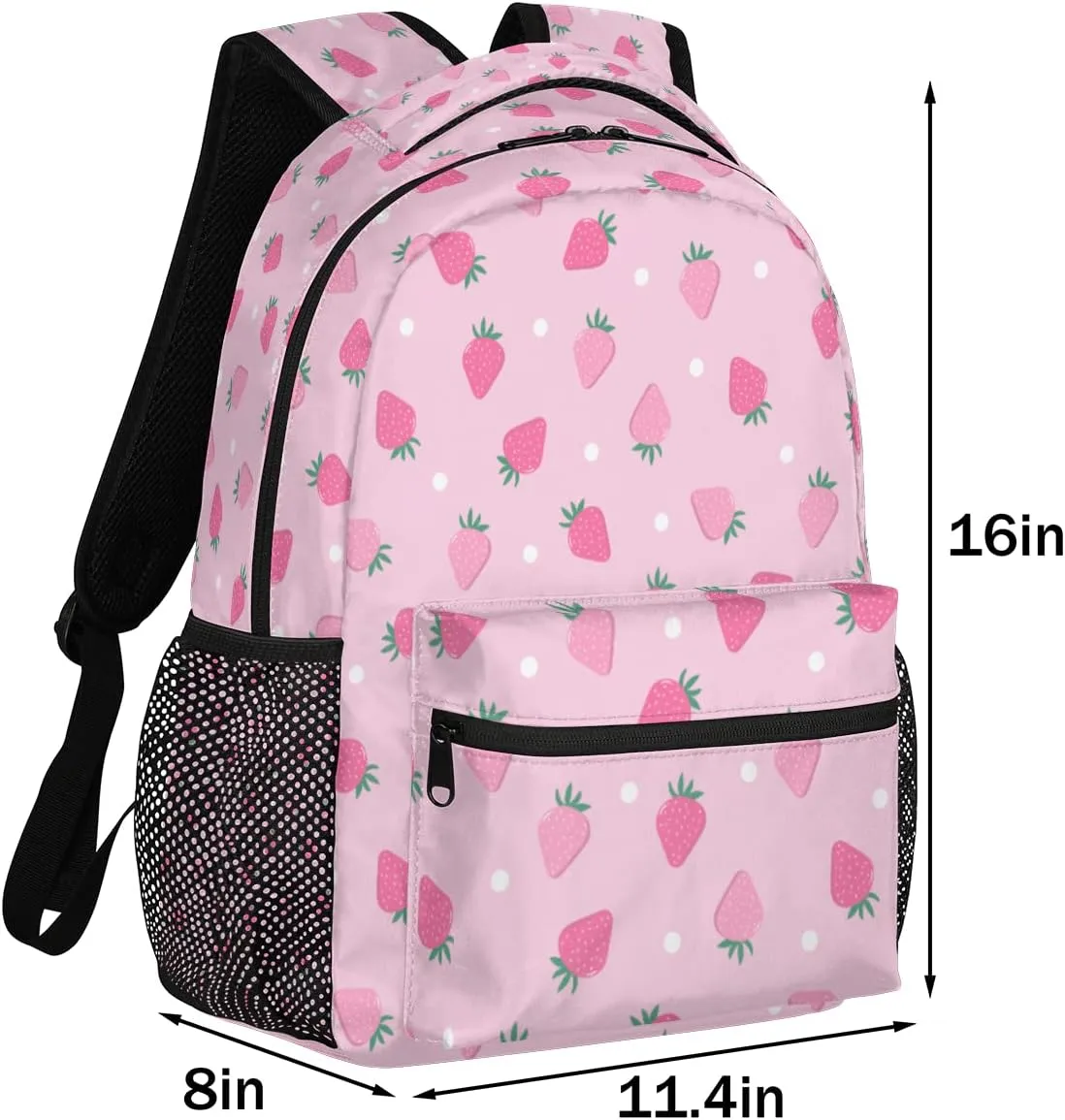 Cute Pink Strawberry Backpack for Girls Boys Kids 16inch Laptop Backpacks Lightweight Waterproof School Bookbag Travel Daypack Computer College Bag Gym Rucksack for Work School Women Men