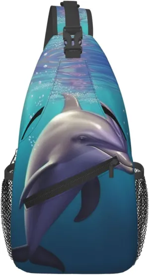 Cute sea animal dolphin Crossbody Bags for Men Women Fashion Sling Backpack Casual Chest Bag Travel Hiking Daypack