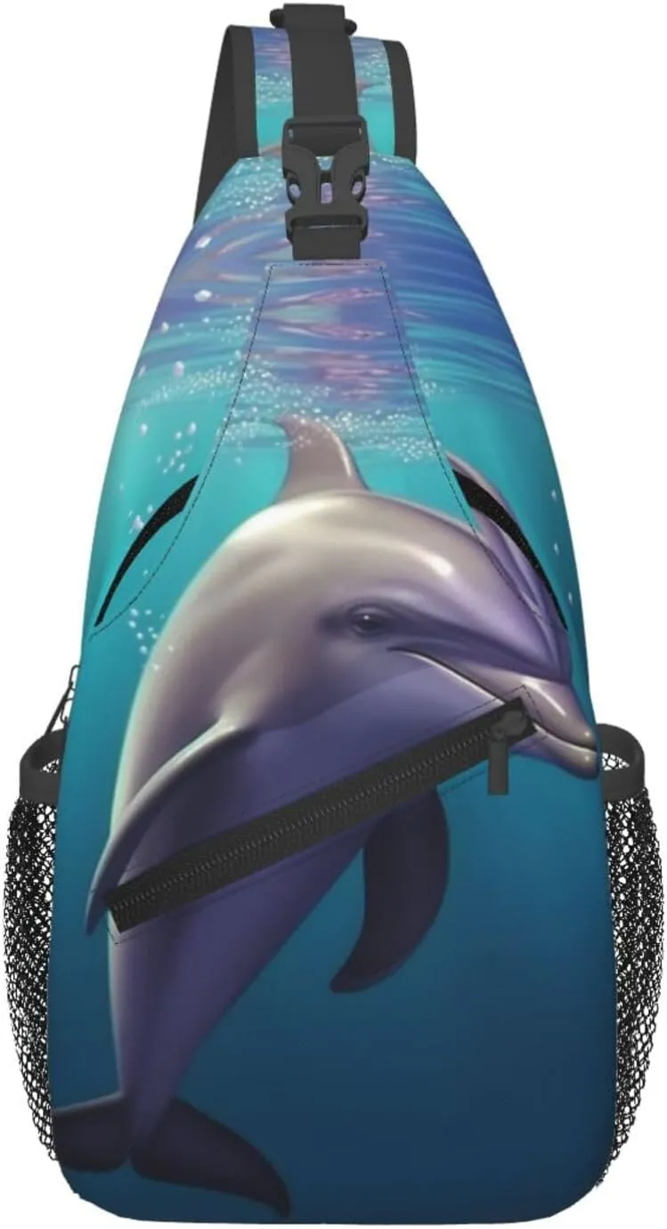 Cute sea animal dolphin Crossbody Bags for Men Women Fashion Sling Backpack Casual Chest Bag Travel Hiking Daypack