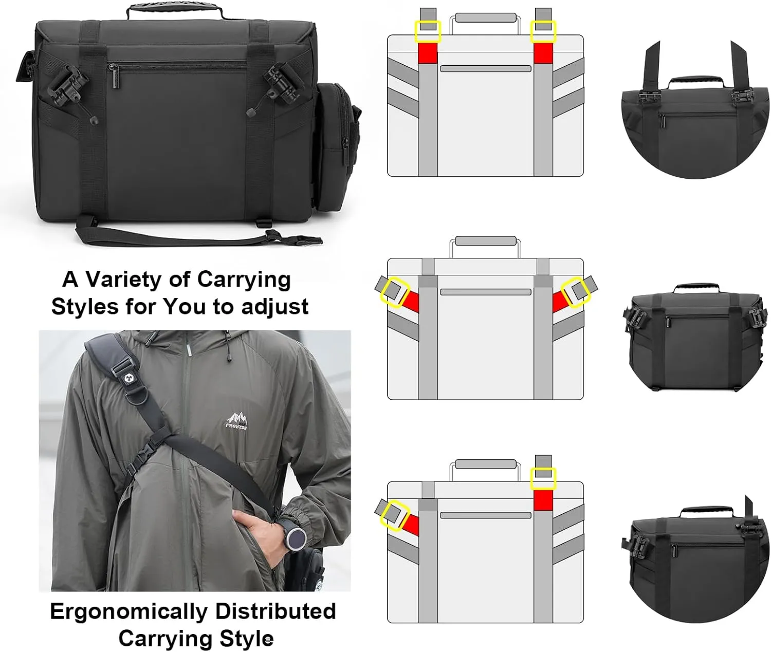 Cwatcun Camera Sling Bag, Waterproof Multifunction Photography Tactica Camera Crossbody Bag with Tripod Holder & Removable Accessory Bags for DSLR/SLR/Mirrorless Cameras - Large