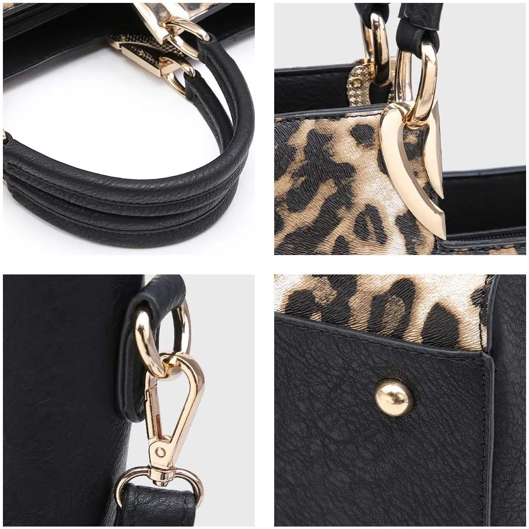 Dasein Women Two Tone Handbag Purse Top Handle Shoulder Bag Tote Hobo Work Bag w/Matching Clutch