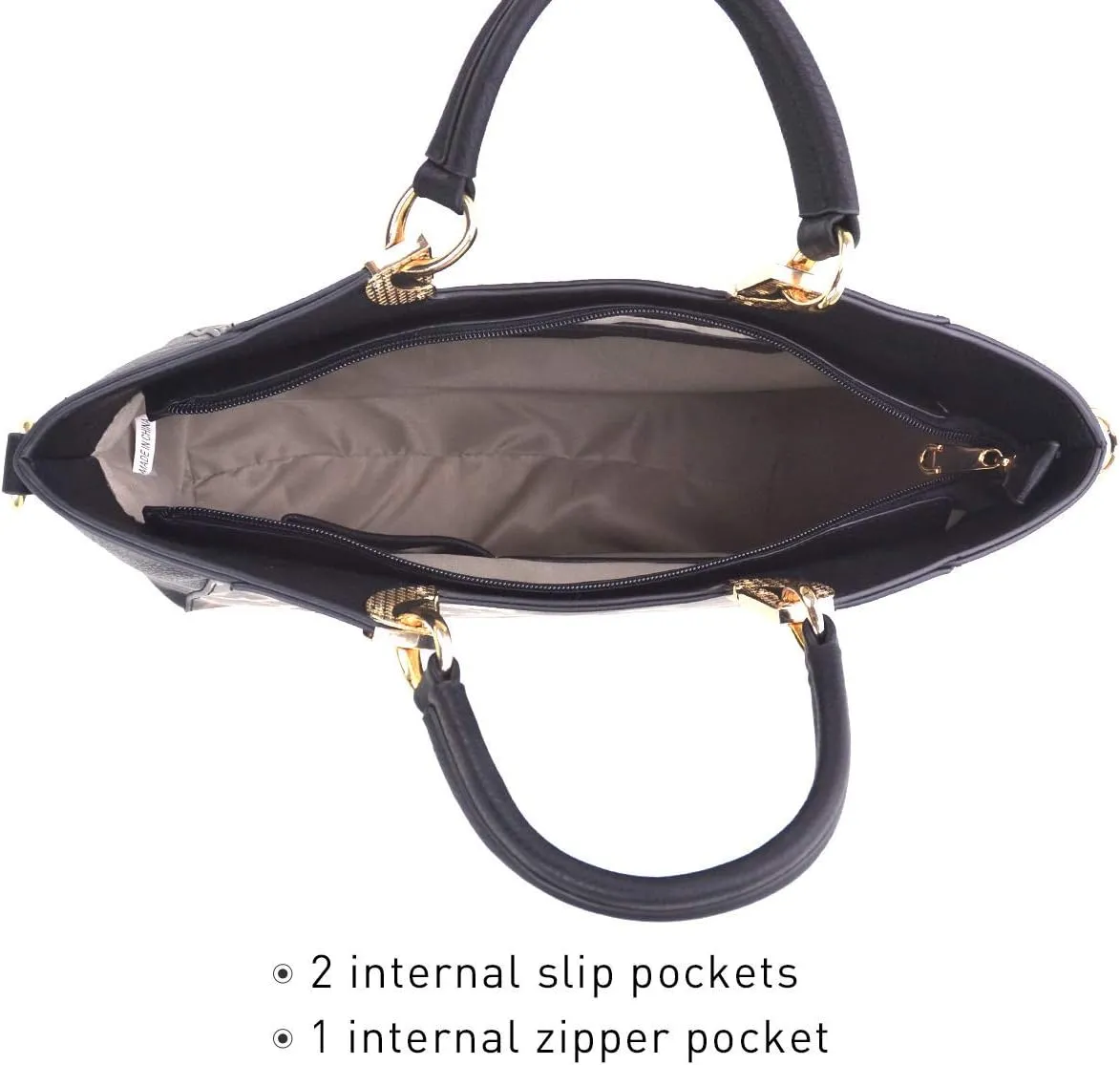 Dasein Women Two Tone Handbag Purse Top Handle Shoulder Bag Tote Hobo Work Bag w/Matching Clutch