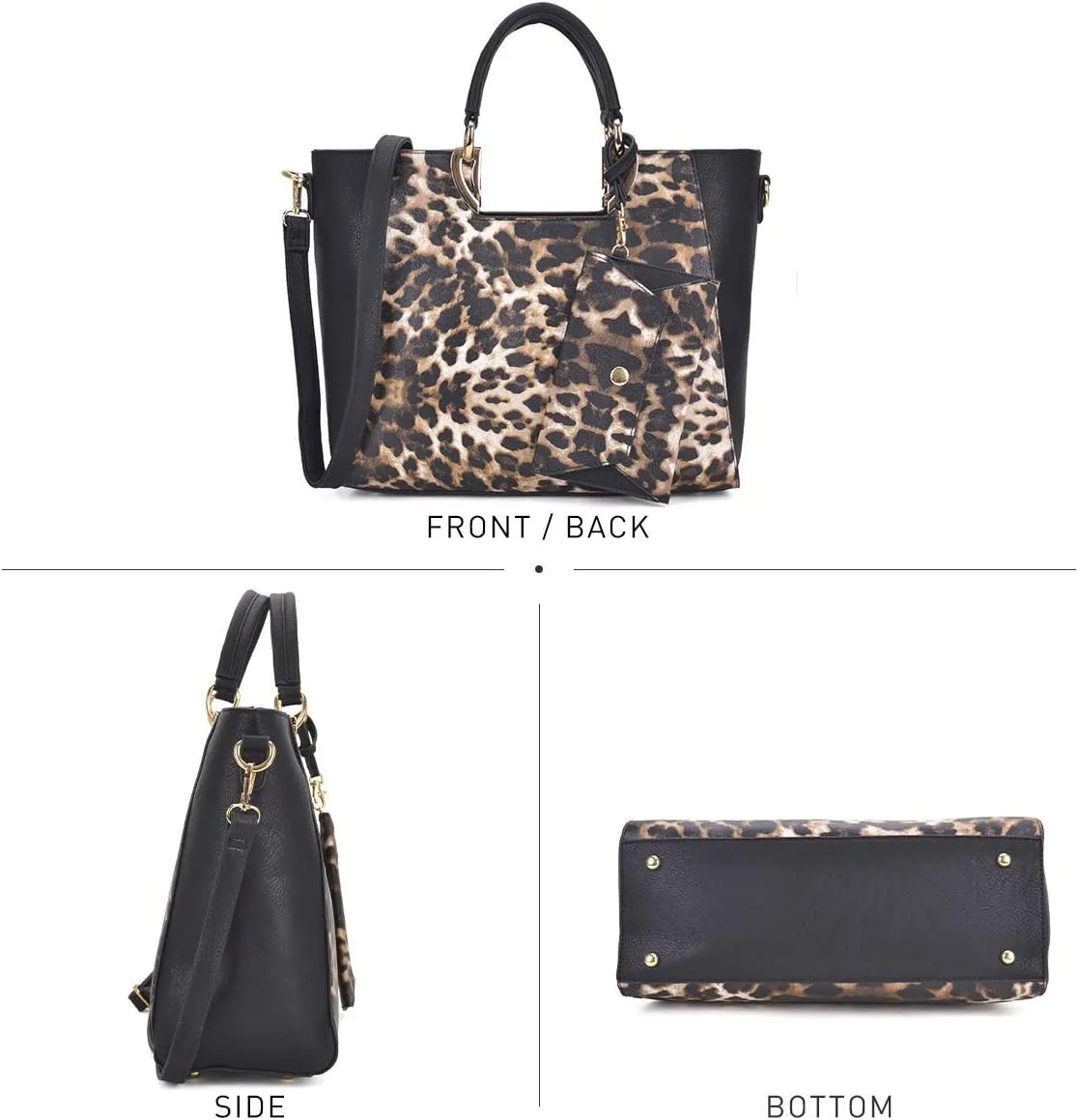Dasein Women Two Tone Handbag Purse Top Handle Shoulder Bag Tote Hobo Work Bag w/Matching Clutch