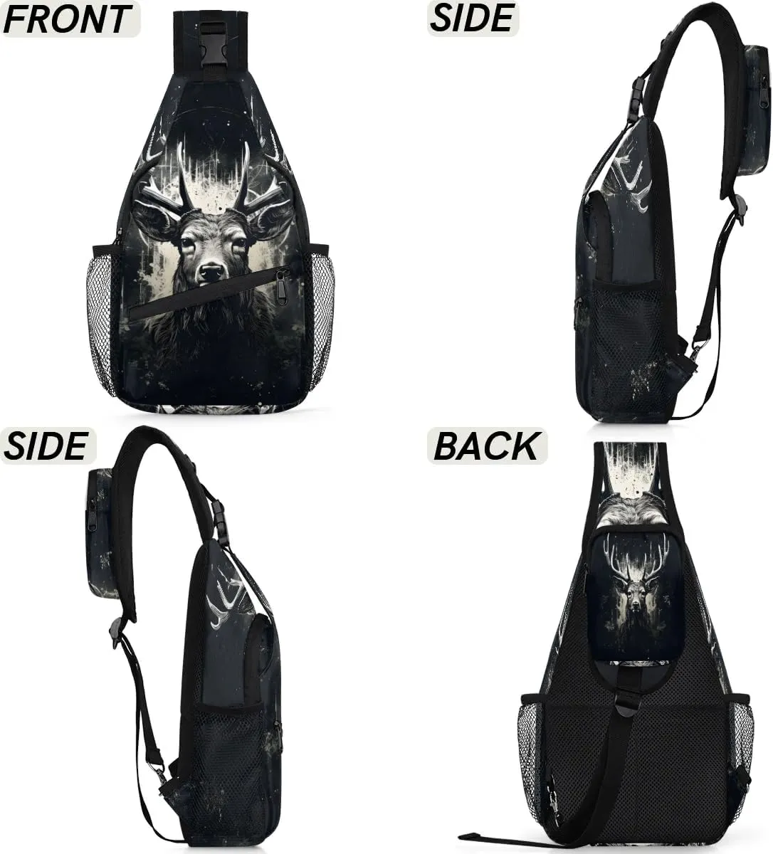 Deer Animals Cute Sling Bag for Women Men, Waterproof Crossbody Sling Backpack Travel Outdoor Sports Chest Bag