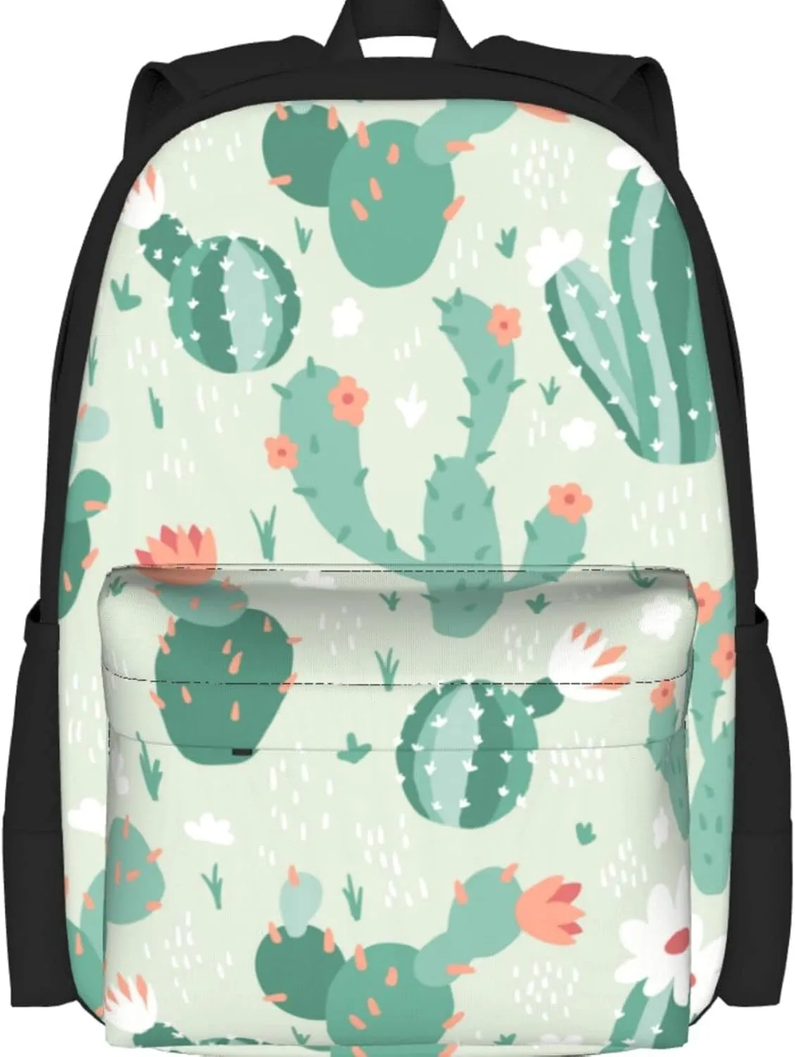 Delerain Cactus and Flowers Kids Backpack School Book Bag Travel Daypack Shoulder Bag 16 Inch Plus Lightweight Laptop Bag for 1-6th Grade Boys Girls Back to School