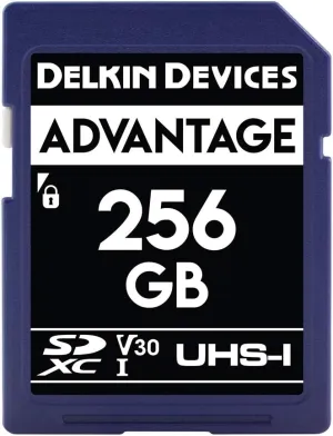 Delkin Devices 256GB Advantage SDXC Memory Card UHS-I (U3/V30) - High Speed SD Card 256GB for Cameras | Memory Cards for Cameras with 4K UHD, Full HD, Shock/Water/X-Ray Proof