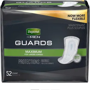 Depend Men Guards Maximum Absorbency - 52 Ea, Pack of 2 (3 Case (52 Count, Pack of 2))