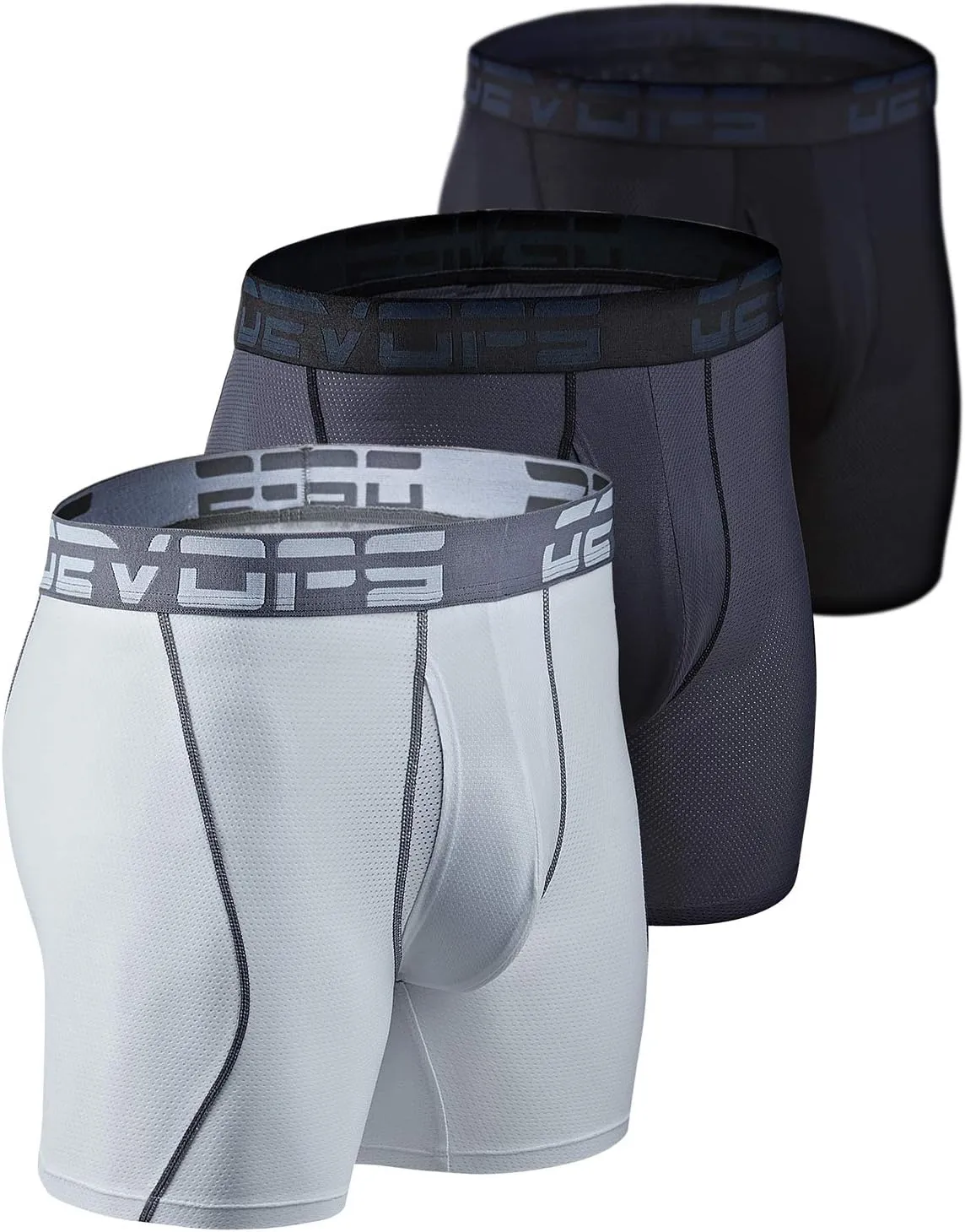 DEVOPS Men's Perfomance Cool Dry Mesh Underwear Boxer Trunk 6-inch Brief (3 Pack)