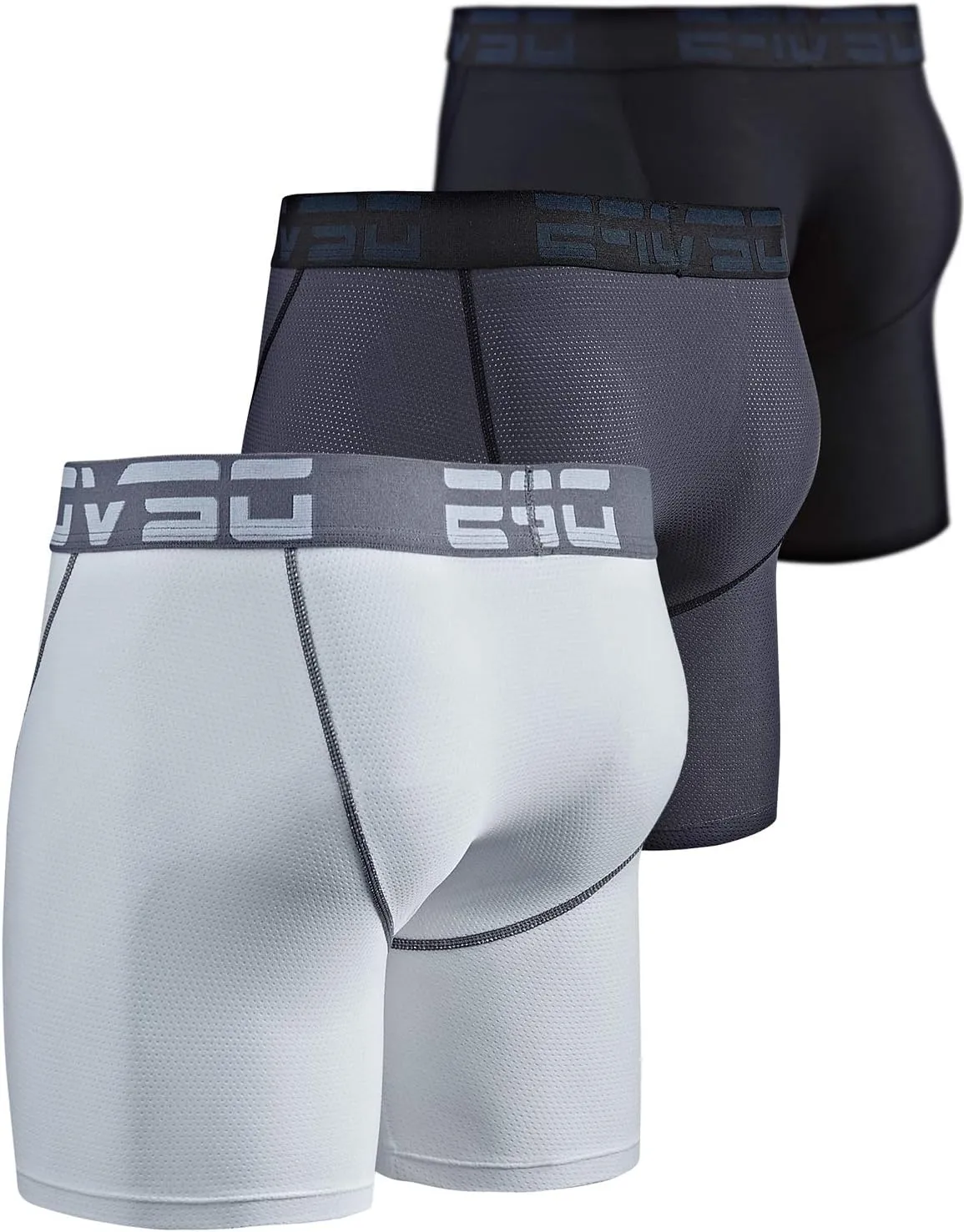 DEVOPS Men's Perfomance Cool Dry Mesh Underwear Boxer Trunk 6-inch Brief (3 Pack)