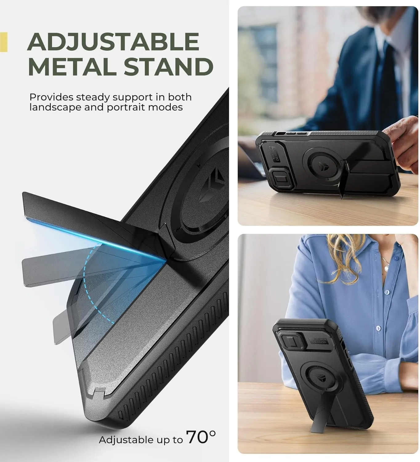 Dexnor for iPhone 15 Plus/14 Plus Case with Slide Camera Cover & Adjustable Kickstand & Built-in Screen Protector, Magsafe Rugged Shockproof Bumper Cases Heavy-Duty Magnetic Protective Cover,Black