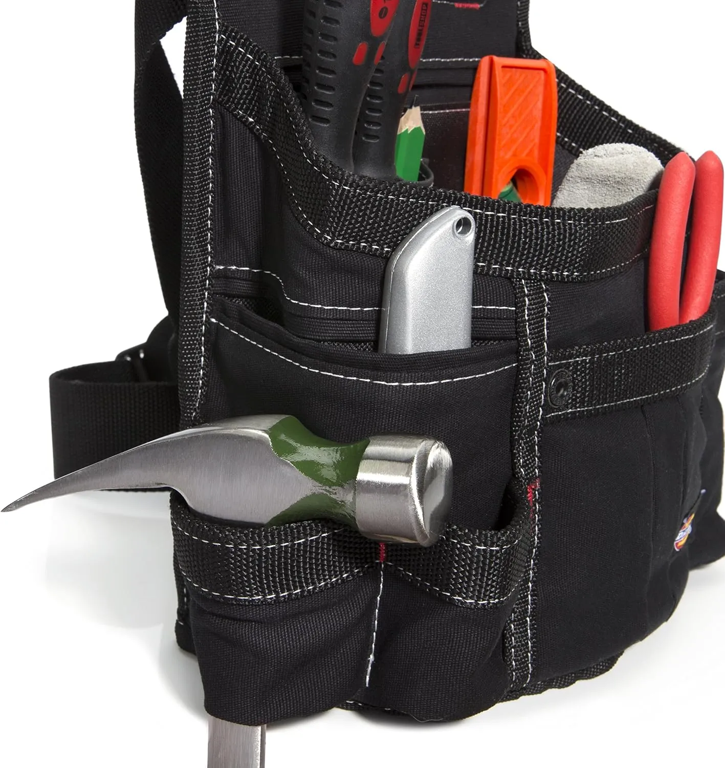 Dickies 8-Pocket Tool Belt/Utility Pouch, Adjustable 2-Inch Belt, Durable Canvas Construction, Puncture-Resistant Liner, Black