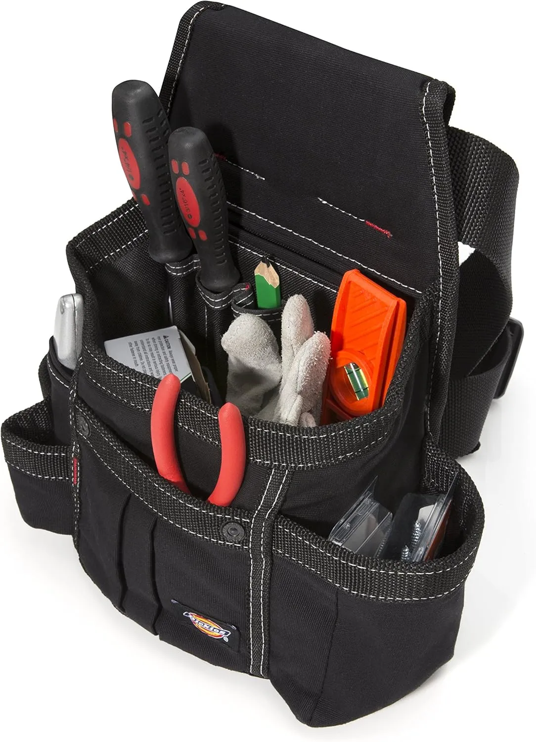 Dickies 8-Pocket Tool Belt/Utility Pouch, Adjustable 2-Inch Belt, Durable Canvas Construction, Puncture-Resistant Liner, Black