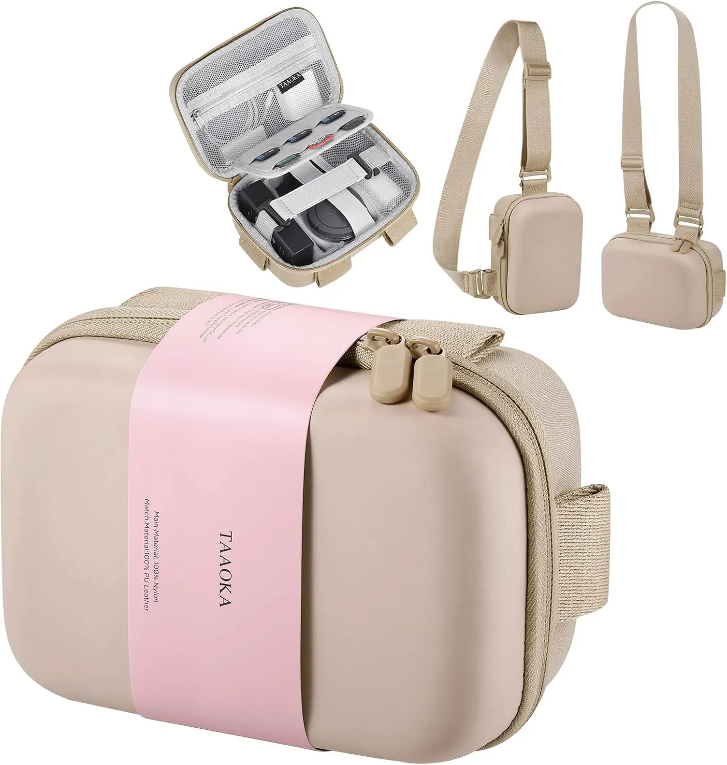 Digital Camera Case, Protective & Lightweight Camera Case with 3 Carrying Ways, Waterproof & Shockproof Small Camera Bag for Power Shot/Sony DSCW800/DSCW830 - Beige