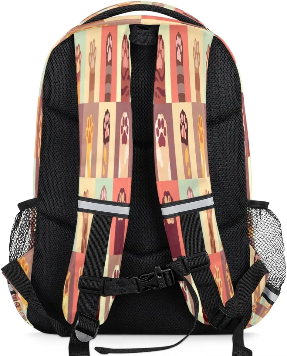 Dog Cat Paw Topics Laptop Backpack Lightweight College Backpack with Reflective Strip for Men Women Adult Casual Travel Hiking Gym Work Daypack