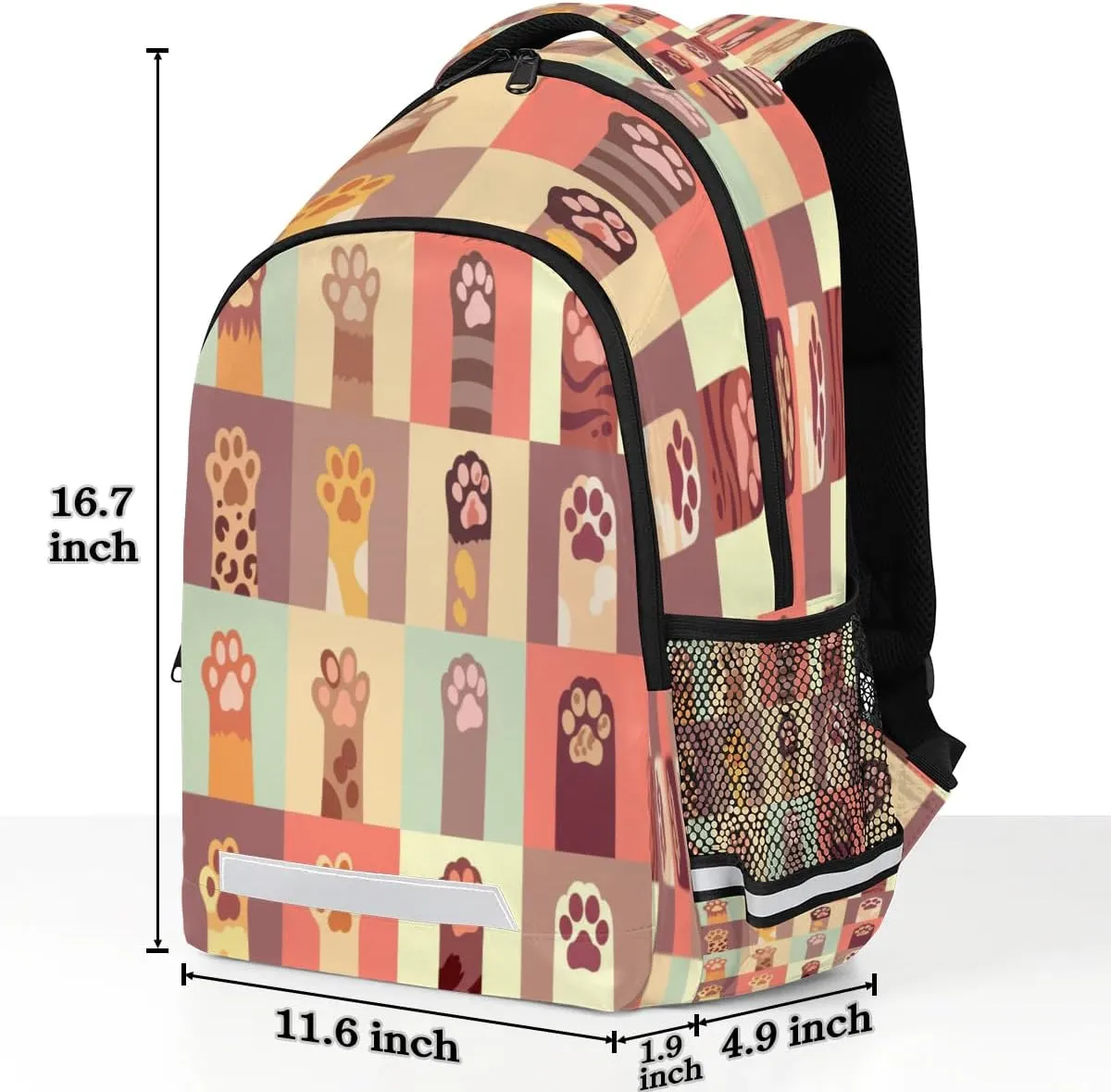 Dog Cat Paw Topics Laptop Backpack Lightweight College Backpack with Reflective Strip for Men Women Adult Casual Travel Hiking Gym Work Daypack