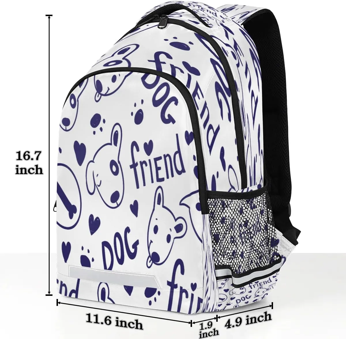 Dog Friend Laptop Backpack Lightweight College Backpack with Reflective Strip for Men Women Adult Casual Travel Hiking Gym Work Daypack