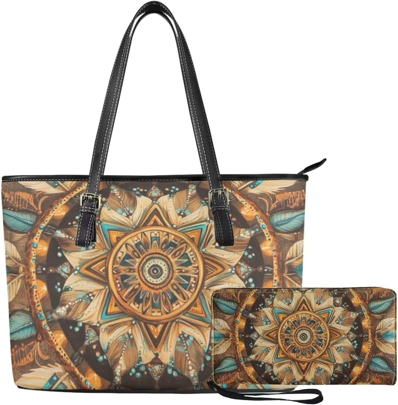 Dolyues Tote Handbags for Women Ladies Tote Handbags with Long Wallet Set PU Leather Women Bag Set Waterproof
