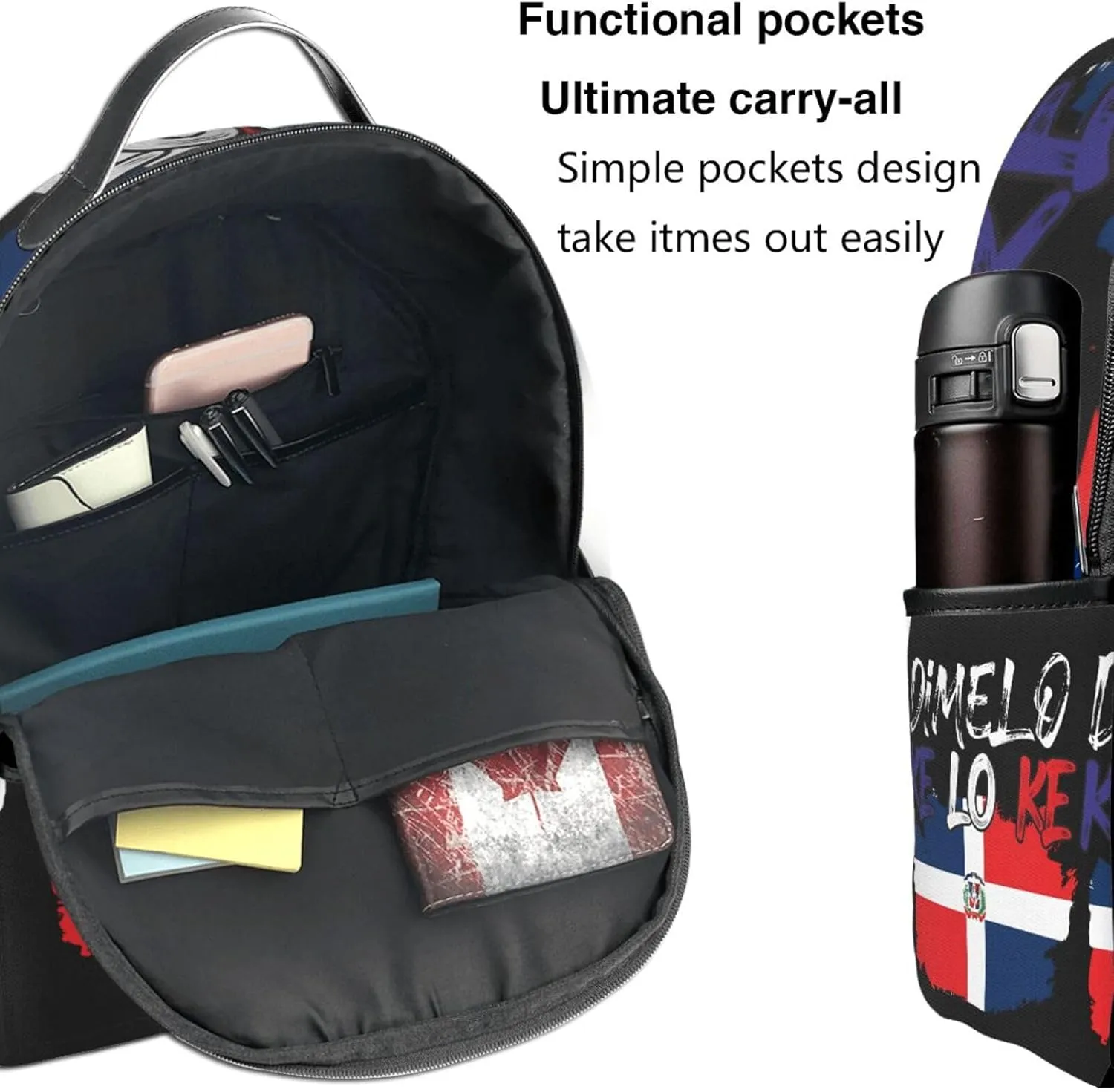 Dominican Republic Flag Casual Backpacks Laptop Backpack Carry-on Daypack Sports Travel Rucksack Lightweight Working Bag for Outdoor Hiking Cycling Walking