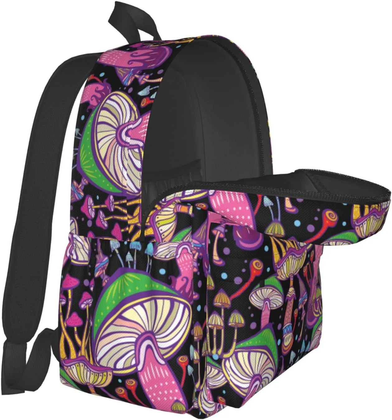 Doodle Mushrooms Laptop Commuter Backpack Shoulder Bag Casual Back Pack Daypack Bags With Side Pockets For Work Travel Daily Use