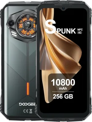 DOOGEE S Punk Rugged Smartphone Android 14, Breathing Light, 34mm Large Speaker, 10800mAh, 6.58" FHD  Display, 16GB RAM 256GB ROM, 50MP Camera, Octa Core, 4G Dual SIM Cell Phone, Face ID, NFC, Green
