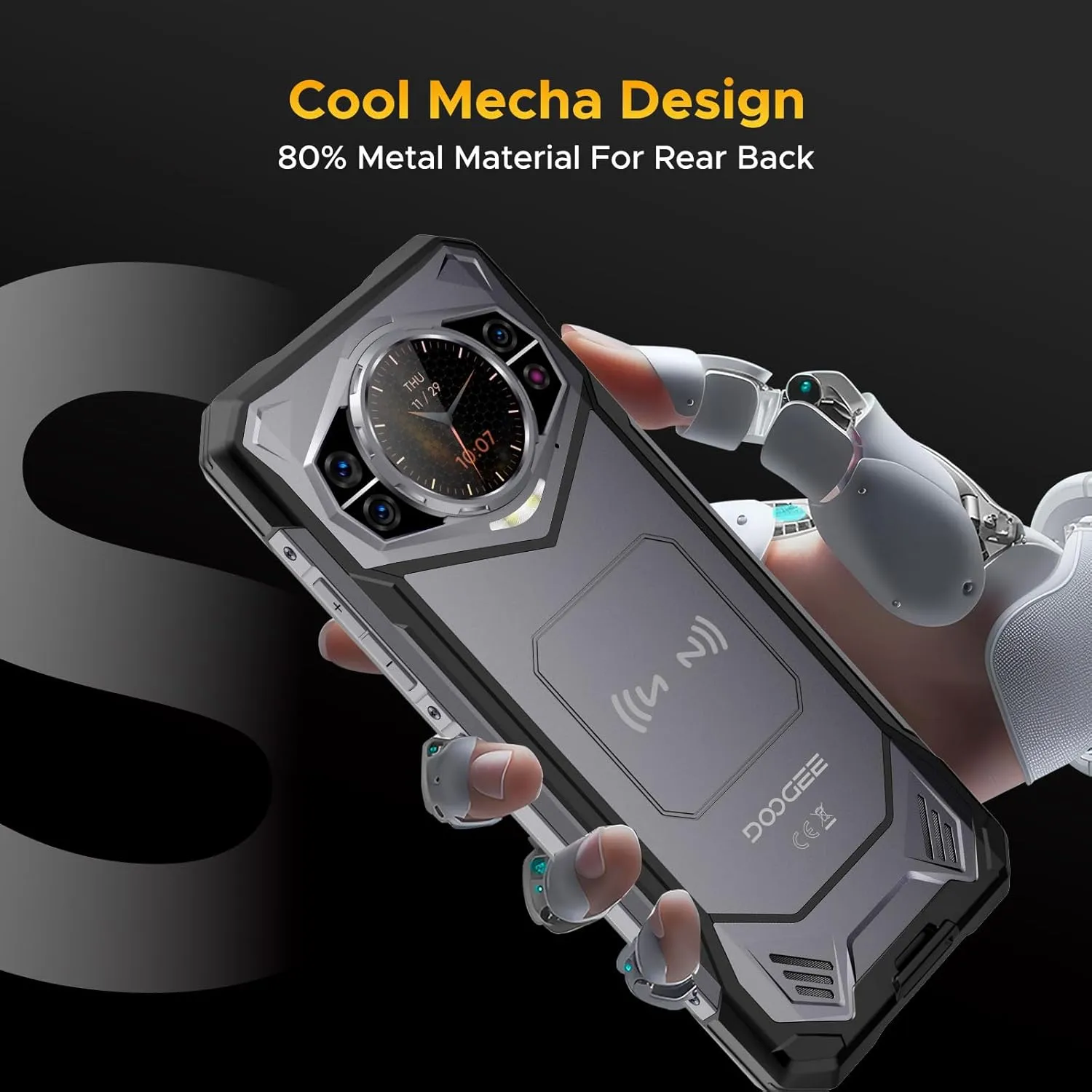 DOOGEE S200 Rugged Smartphone 5G Unlocked, 256GB 32GB Rugged Phone with 1.32" Rear Screen, 10100mAh Battery, Android 14,100MP 20MP Night Vision Camera