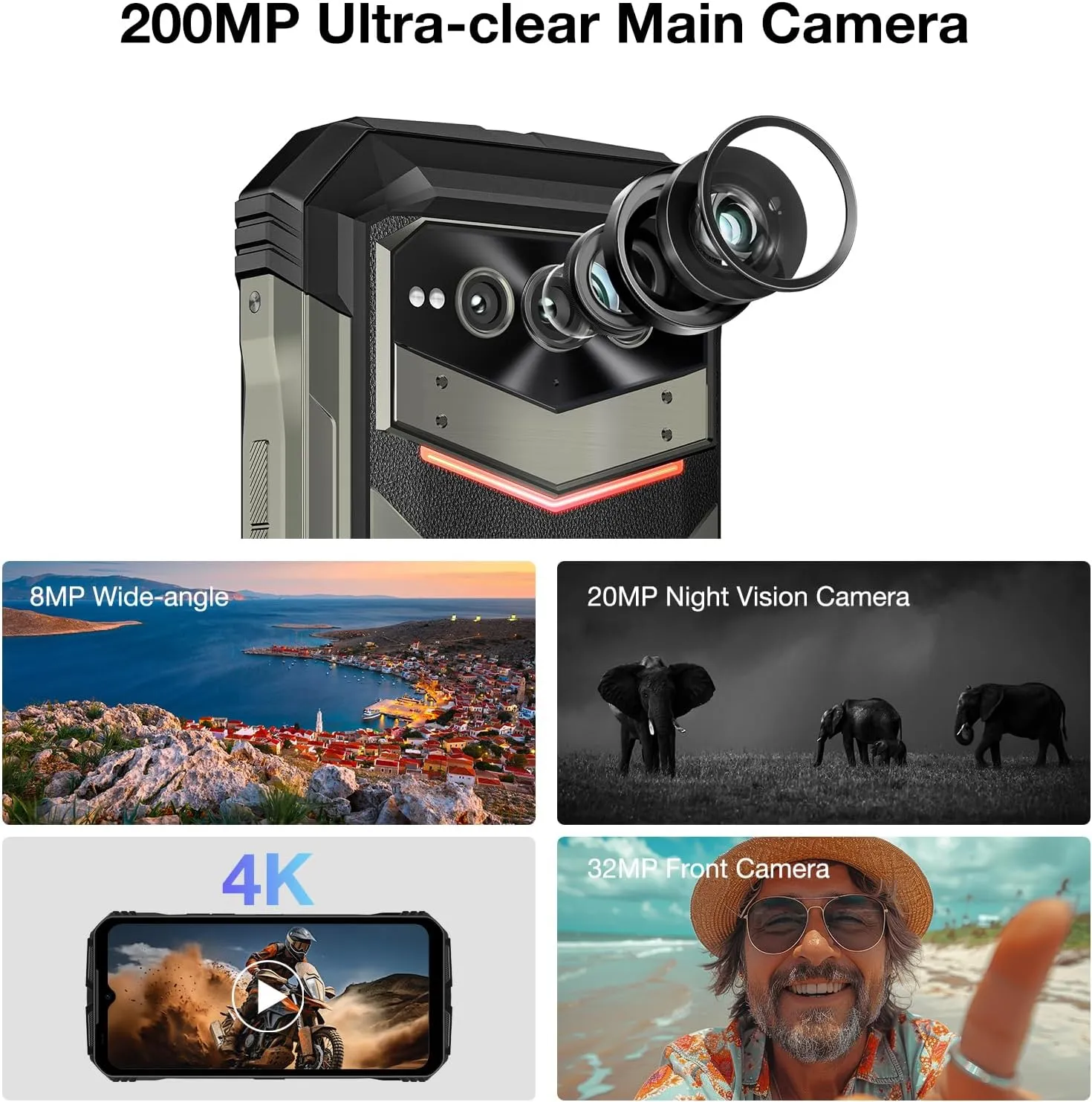 DOOGEE V MAX Plus Rugged Smartphone 5G,22000mAh 36GB 512GB Android 14 Rugged Phone,200MP 32MP 20MP Night Vision Rugged Cell Phone,6.58" FHD 120Hz IPS Screen,IP68/IP69K Waterproof Phone,NFC/OTG