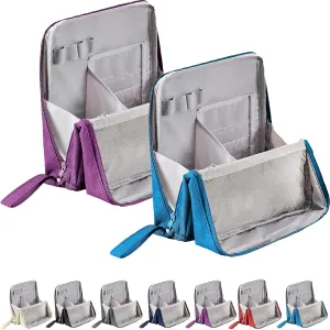 Doresty Makeup Bag, Standing Makeup Bag – Portable, Large Capacity, Waterproof Vertical Office Desktop Storage Bags, Multi-Purpose Large Capacity Oxford Cloth Toiletry Bag, with Compartments (2Pcs/C)