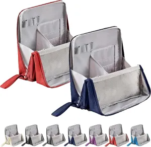 Doresty Makeup Bag, Standing Makeup Bag – Portable, Large Capacity, Waterproof Vertical Office Desktop Storage Bags, Multi-Purpose Large Capacity Oxford Cloth Toiletry Bag, with Compartments (2Pcs/D)