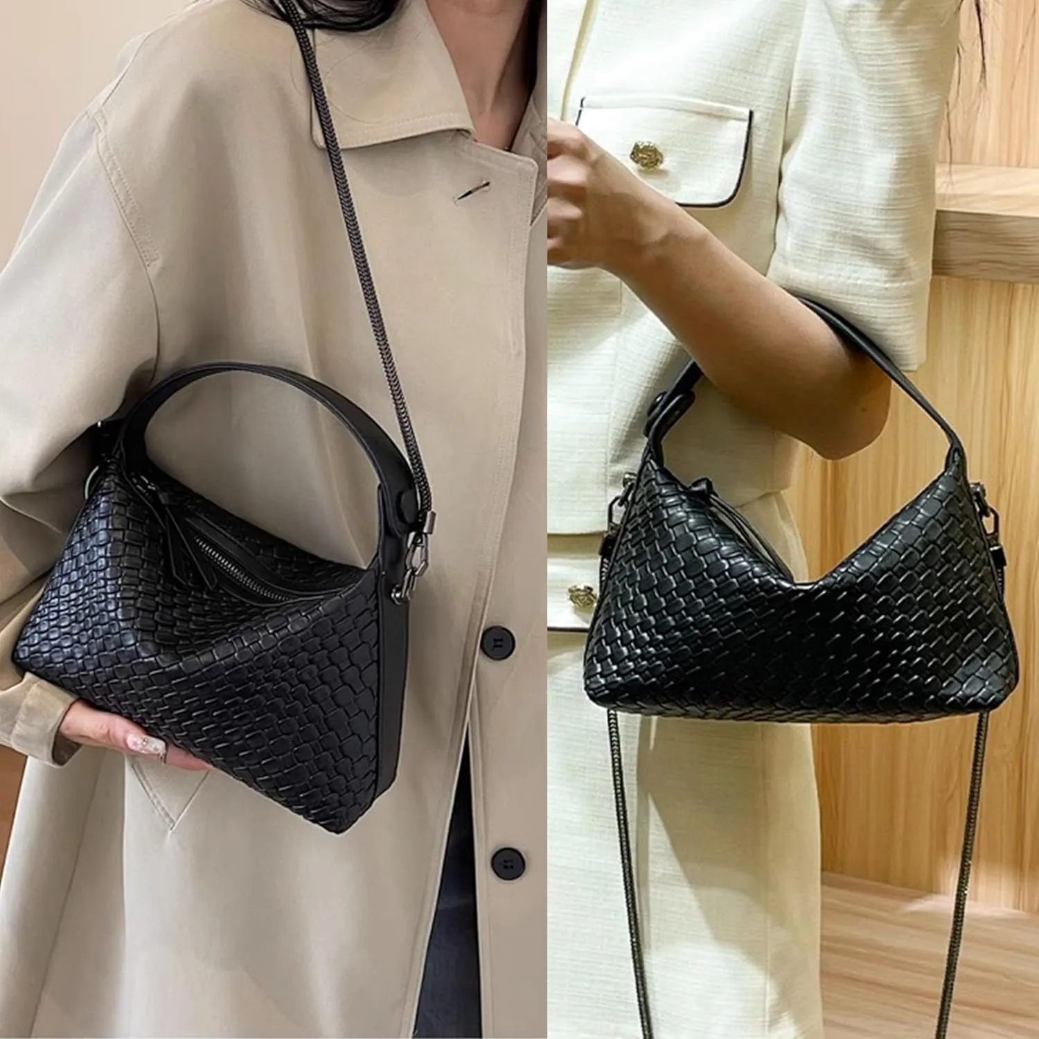 DORIS&JACKY Small Hand Tote Handbag For Women Designer Vegan Top Handle Crossbody Purse With Metal Chain Strap