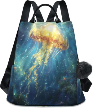 Dreamy Jellyfish Underwater Backpack for Women Anti Theft Large Fashion Travel Shoulder Bag Purse Rucksack Lightweight