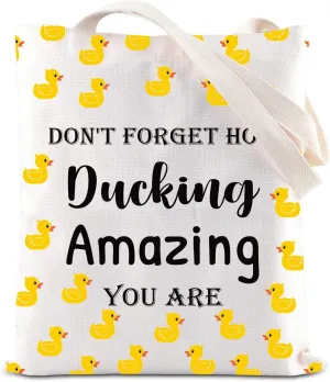 Duck Lover Gift Duck Owner Cosmetic Bag Don’t Forget How Ducking Amazing You Are Makeup Bag Tote Duck Inspirational Gift (Ducking tote)